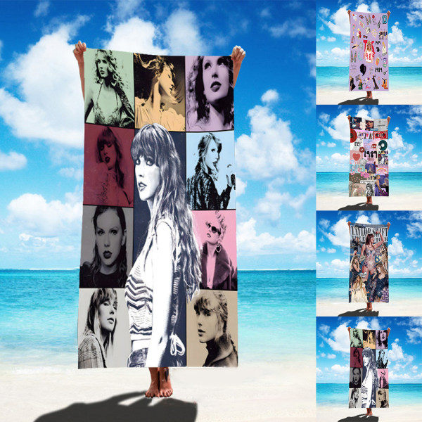 Taylor Swift Badehåndkle for Strand, Bad og Basseng - Tykt Mikrofiber Teppe 75*150cm - Gave D 75*150cm A