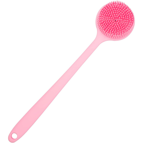 Silikoniselkäharja suihkuun ja kylpyyn pitkällä kahvalla Pink