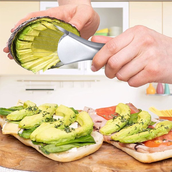 Avocadoskärare Multifunktionell Avokadokalare Rostfritt Stål Enkelt Skivad Utkärnad Avokadodelare för Frukt Kiwi Mango