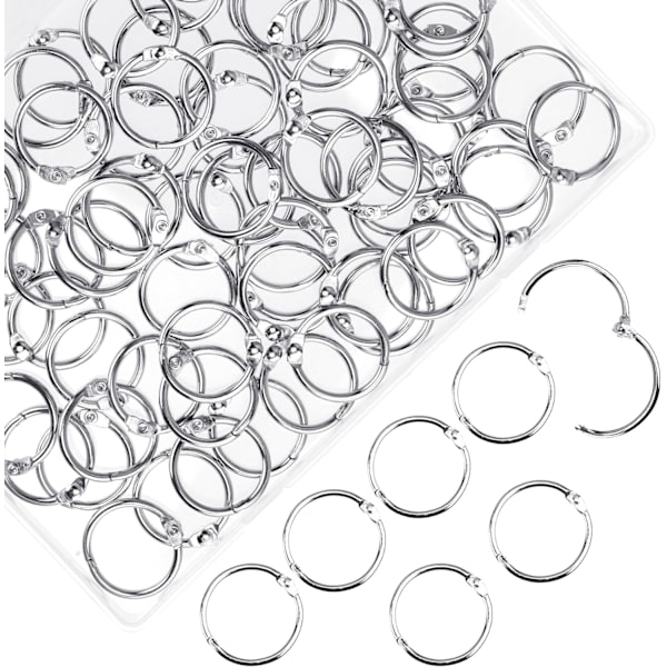 100 stk. Binder Ringe, Løse Blade Binder Ringe, Bog Ringe, Metal Bindingsringe til Papirer, Flash Cards, Index Cards, Ringbind, Kontor, Skole, Hjem 1 Inch/25mm
