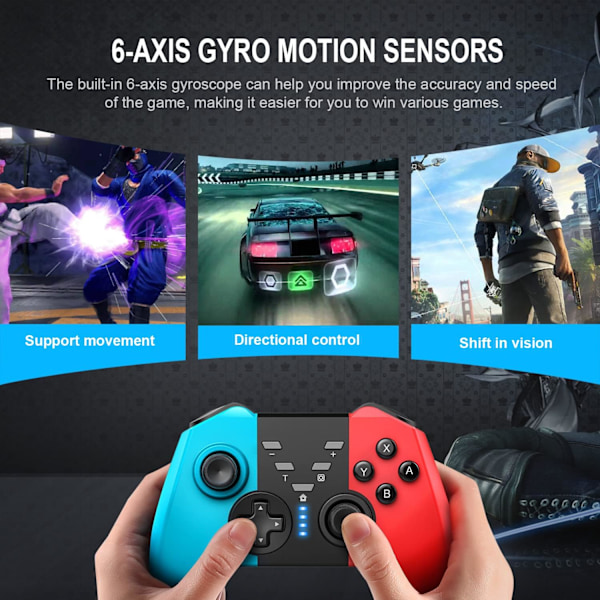 Trådlös Switch-kontroller för Nintendo Switch/Switch Lite/Switch OLED/PC-fönster spel, Bluetooth-kontroller Gamepad med väckning, Gyro-axel, Turbo,