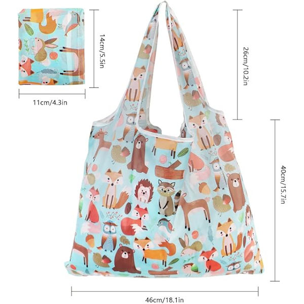 Foldbar Øko-venlig Indkøbspose, Vandafvisende Tote Indkøbspose Genanvendelig Indkøbspose Indkøbspose i Klud til Indkøb Rejser Picnic Fox