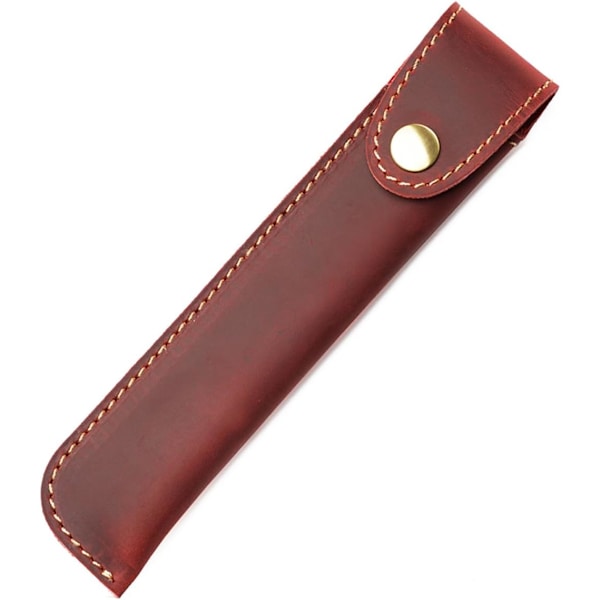 Læder Pen Etui Holder, Beskyttende Pen Etui, Fyldpen Holder Etui, med Metal Knap, Ægte Læder Håndlavet, til Stylus Touch Pen, Kuglepen Red