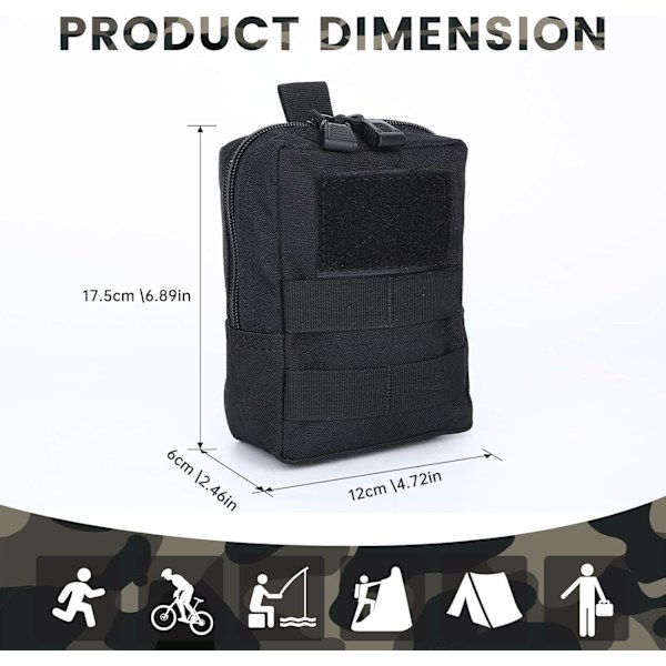 2-pack taktisk väska, midjeväska, EDC-väska, militär liten utrustningsväska för utomhusjakt, camping, vandring, trekking