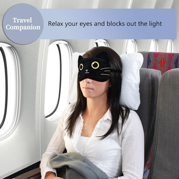 Sömn Ögonmask, Cartoon Cat Ögonmask Mjuk Plysch Ögonmask för Sovande Resa Blockout Sovmasker Ögonlock