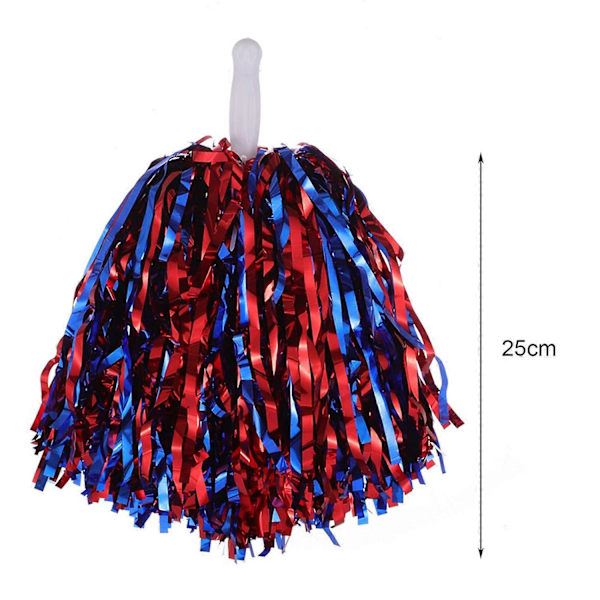 2 stk. Cheerleader Pom Poms Metallisk Folie Cheerleader Pom Poms Håndblomster med Håndtak for Sport Orange Black