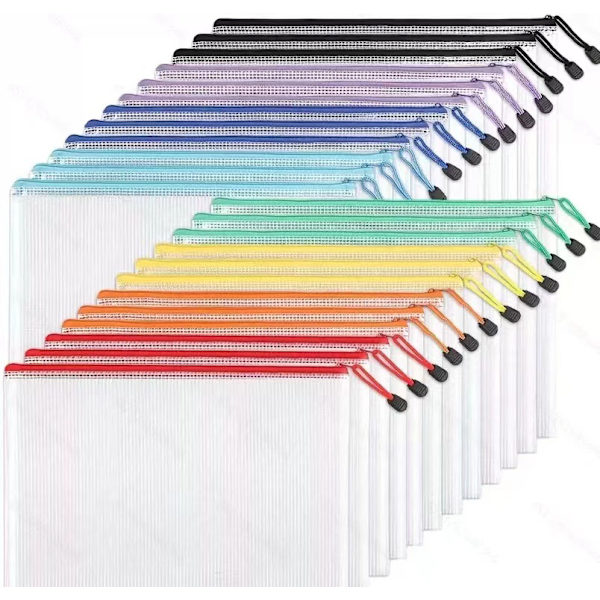 20 Stykker Mesh Blyantposer Mapper Vanntette Reiseoppbevaringsposer for Eksamener, Regninger, Sminke, Skolemateriell og Tilbehør