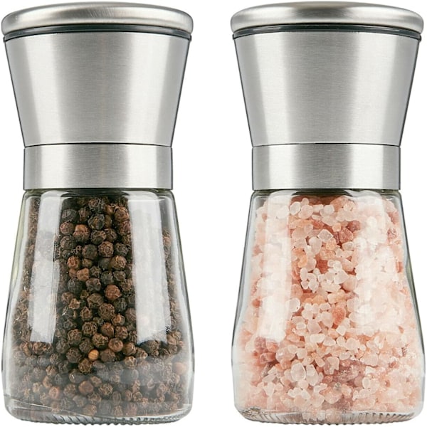 Salt and Pepper Grinder - Set of 2 | Salt and Pepper Mills | Stainless Steel Salt and Pepper Grinder Set | Pepper Grinder