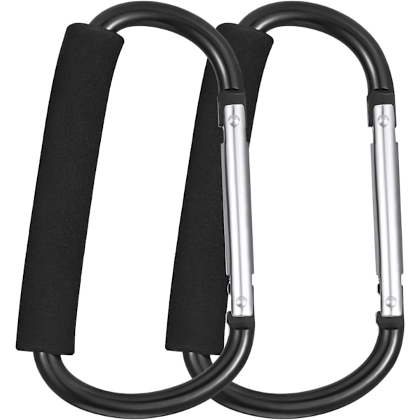 2 Pak Buggy Clips Barnevognskroge Stroller Karabiner, 6.3” Sort Pushevogns Krog Clip, Universal Stor Babyvogn Krog Buggy Krog Stroller