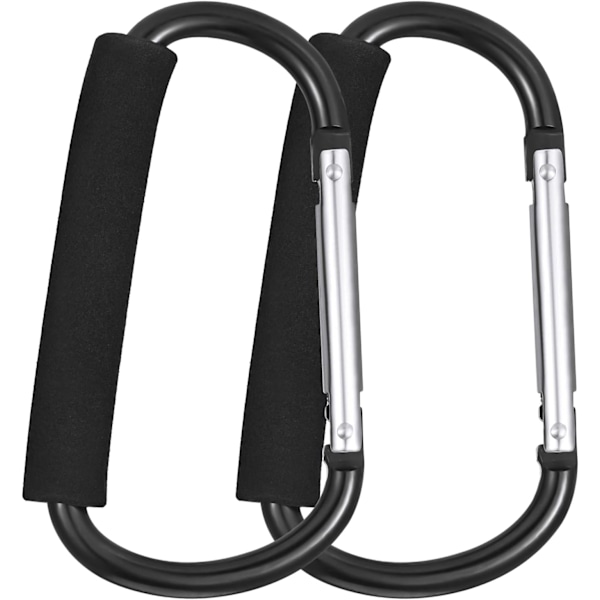 2-pakks Buggy Clips Vognkroker Barnevogn Karabiner, 16 cm Svart Vogn Håndtak Klips, Universal Stor Babyvogn Håndtak Buggy Håndtak Barnevogn