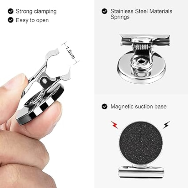 Magnetiska Klämmor 12 st, Starka Kylskåpsmagnetiska Hakenklämmor Perfekta Magnetiska Klämmor Kökskylskåp Frys Repskyddande Magneter Vittavlamagneter