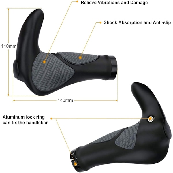 Sykkelgrep, Gummi Ergonomiske Sykkelstyregrep, Sklisikre styregrep 22mm, for MTB BMX Sykling Foldbar By Sykler Grep, Scooter Grep
