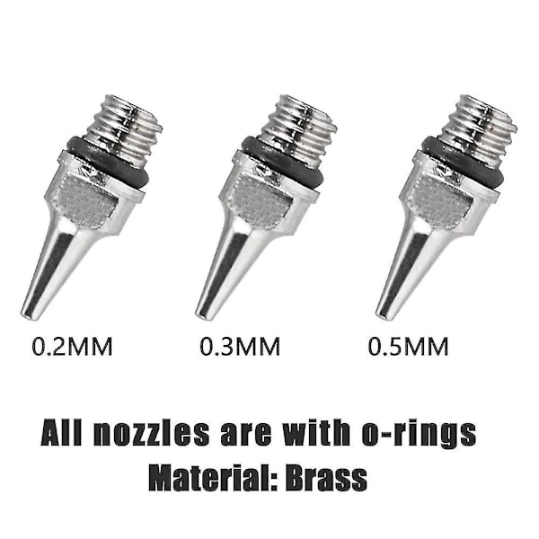 Airbrush Dysespids, Nålespids og Dysespidsdæksel 0,2 mm 0,3 mm 0,5 mm Udskiftningstilbehør