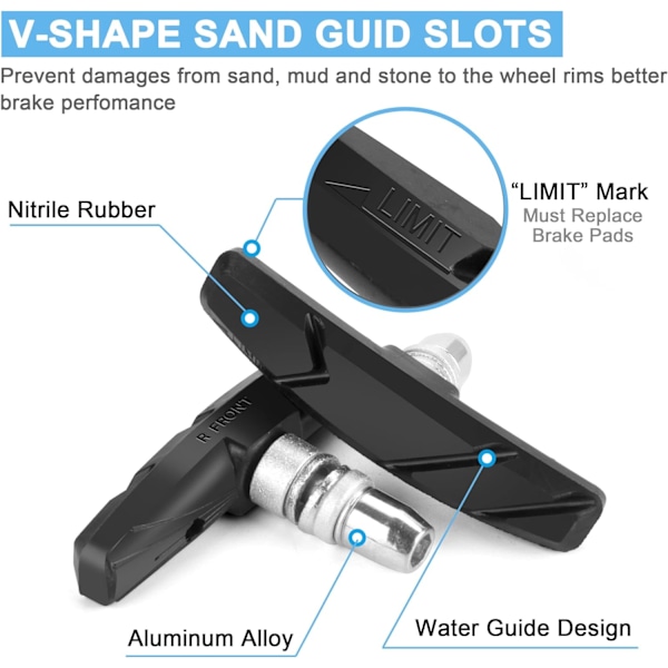 2 Paria Polkupyörän Jarrupalat Sarja, 70mm Maastopyörän Yleinen V-Jarrusatulan Palat Kuusiokololla ja Tiivisteillä, Ei Melua Ei Liukumista