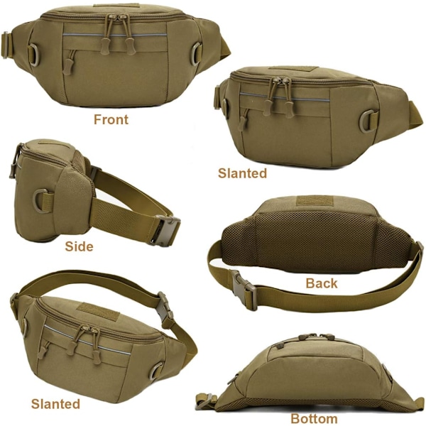 Taktisk midjeväska, militär nylon Oxford vattenavvisande multifunktionell EDC crossbody sling pack utomhus bröstväska
