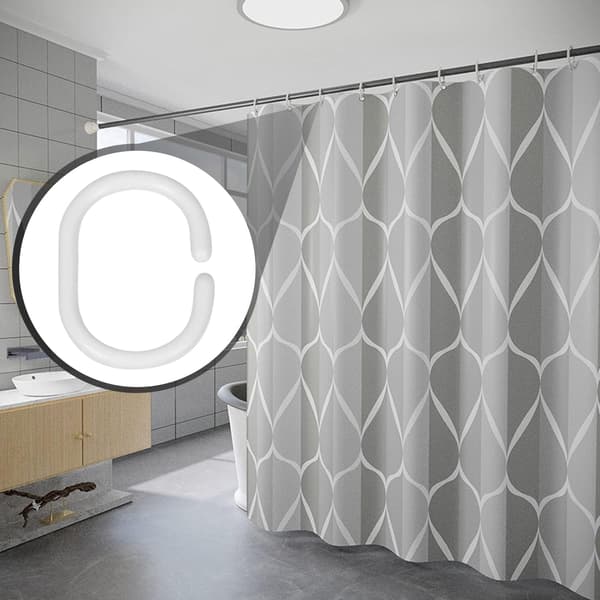 24 st plast duschdraperiringar, gardinkrokar, C-formade duschdraperiringar, duschdraperi tillbehör