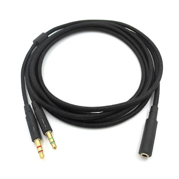 2020 Ny udskiftning 3,5 mm Universal 2 i 1 Gaming Headset Audio Forlængerkabel til HyperX Cloud II/alpha/cloud Flight/core