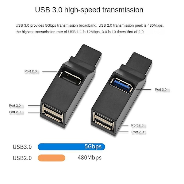 2 kpl Mini 3 Porttia USB 3.0 USB 2.0 Jakaja Hub Nopea Tietojen Siirto