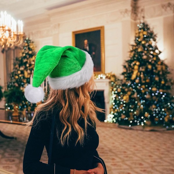 Grön tomteluva i velour, lyxig julhatt för vuxna, tomteluvor för kvinnor och män, tomteluvor, juldekoration