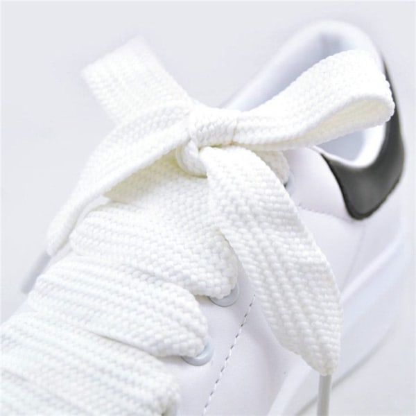 Farver 1,5 cm brede snørebånd Unisex polyester snørebånd Dobbelt hvid null white null