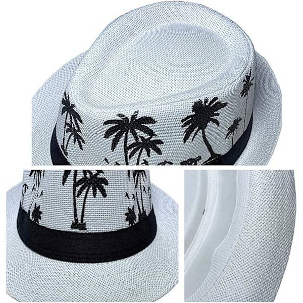 Hawaiiansk Fedora Halmhatte til Mænd Kvinder Unisex Trilby Panama Sommer Sol Jazz Kostume Party Cap