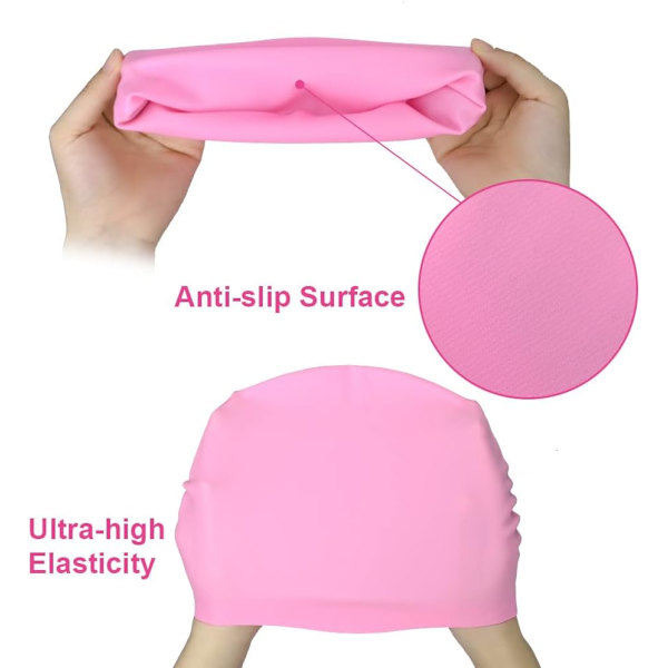 Svømmehue til mænd og kvinder, voksen svømmehue, behagelig pasform, vandtæt svømmehue, silikone unisex svømmehue Pink