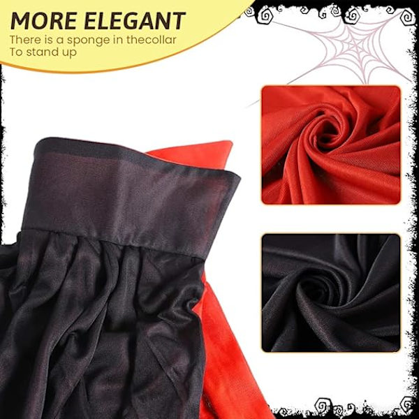 Halloween Vampyrkappa Lång Kåpa Unisex Vändbar Stående Krage Vampyr Häxa Kåpa för Halloween Cosplay Maskeraddräkt 140cm