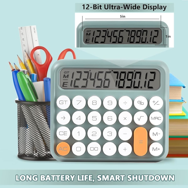 Toimiston laskinkone 12 numeroa, suuri LCD-näyttö, söpö laskinkone, käsikäyttöinen mekaaninen laskinkone, suuret painikkeet, laskimet, työpöytä