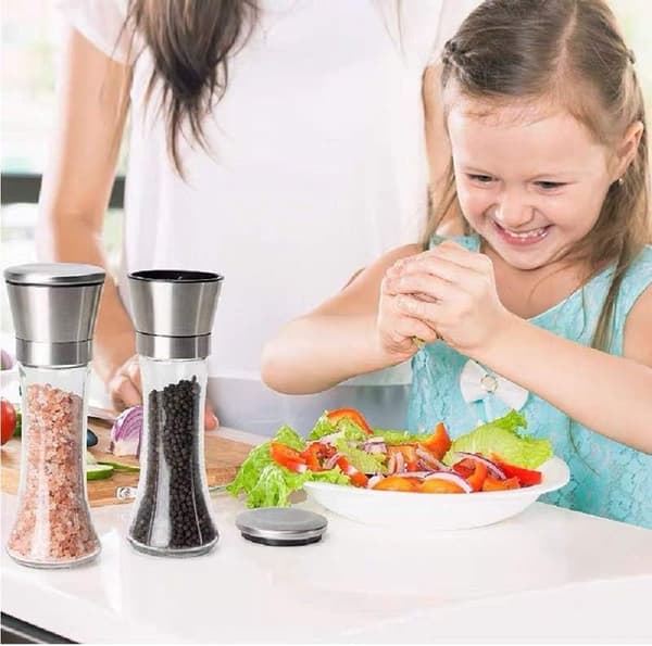 Salt- og Peberkværn Sæt, Børstet Rustfrit Stål Salt- og Peberkværne (2 Sæt)