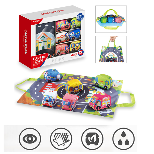 Soft Set Fur Baby Toddler Cartoon Toy Cloth Cars