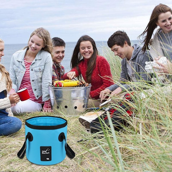 Foldbar bøtte - Sammenleggbar campingoppbevaringsbeholder Sammenleggbar bøtte 12L Bærbar lett bøtte for camping, reiser, fiske, båtliv og hagearbeid 12l Blue