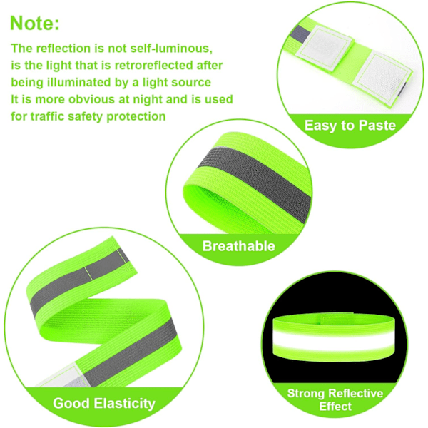 Heijastava ranneke, juoksun turvavarusteet heijastavat rannekkeet, korkean näkyvyyden pyöräily nilkkapanta heijastin hiha, itseliimautuvat heijastavat nauhat A-4Pcs-1 Reflective Tape