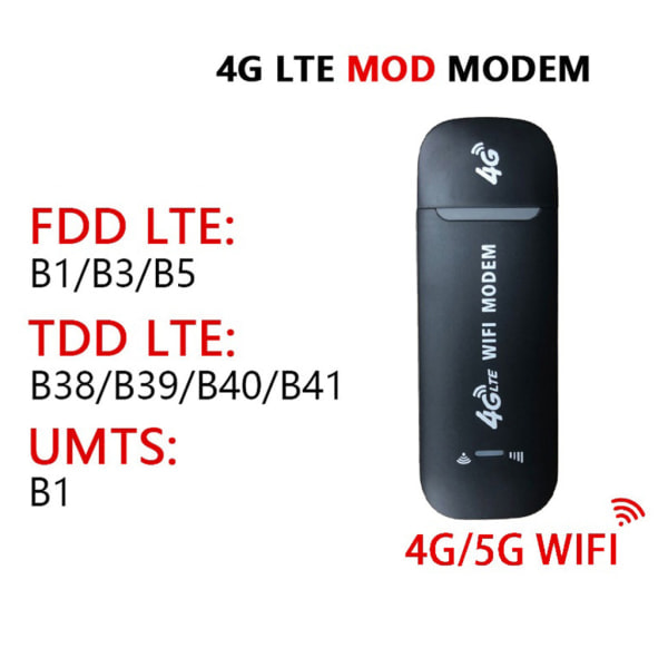 4G LTE-adapter WiFi-dongel, 4G LTE USB-modem trådlöst USB-nätverkskort, 150 Mbps WiFi-modem 4G USB Wi-Fi-router