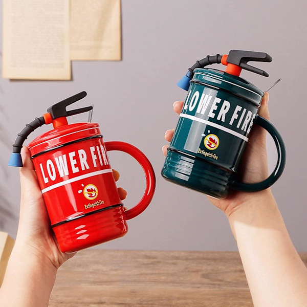 480ml Personlig brandsläckare mugg kreativ formad kaffemugg, roliga presenter till kollegor vän födelsedag semester årsdag Green