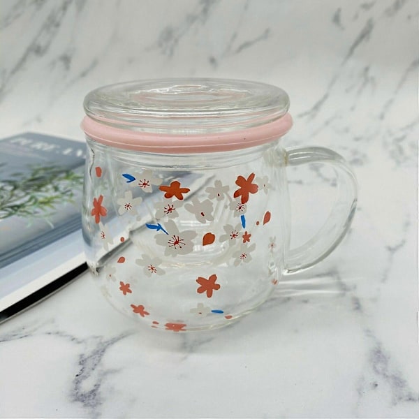 Sakura Krus Glass Krus med Te-infuser Filter & Lokk Kirsebærblomst Koppsett Blomster Te-kopp 300