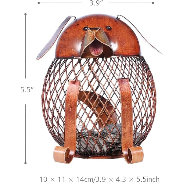 Pengar Box Metall Myntbank Kattformad Tipsburk Kreativa Födelsedagspresenter Handarbete Skrivbordsdekorationer Inredning Prydnad Dog Shaped