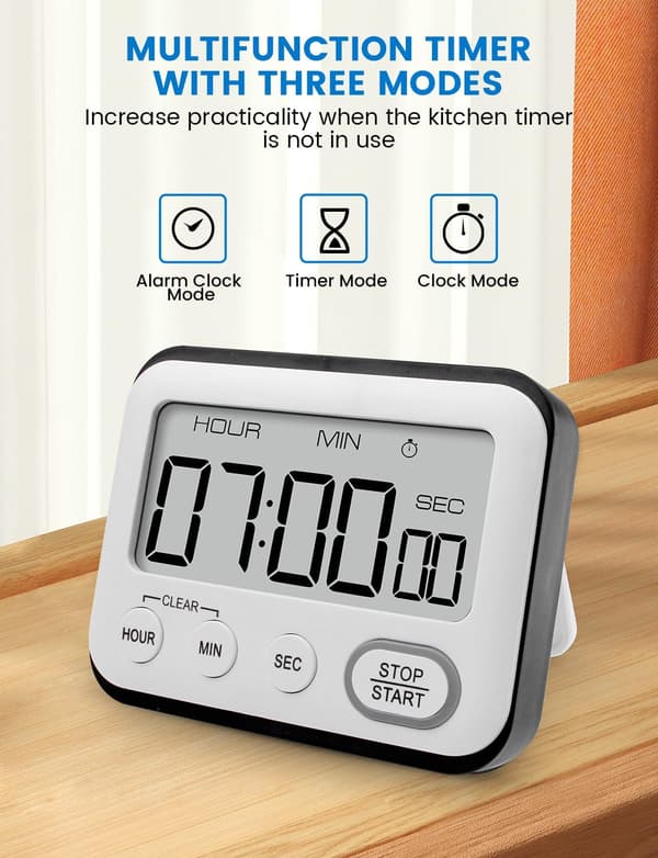 Digital Kök Timer Multifunktionell, Matlagningstimer Magnetisk Nedräkningsräknare Timer med Stor LCD-skärm