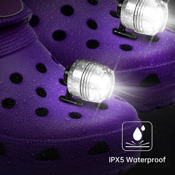 4 st strålkastare för Croc-skor, LED-ficklampsberlocker tillbehör för vuxna och barn, 3 lägen ficklampa (endast ljus ingår) White