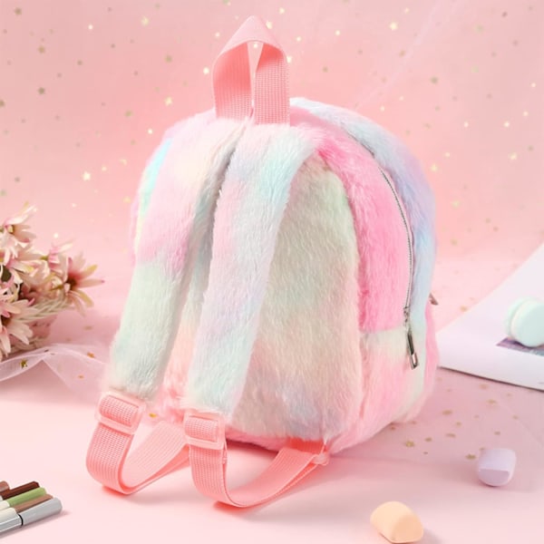 Enhjørning Sød Rygsæk til Børn, Skoletasker til Børnehave Toddler Bookbags Plys Blød Rosa Mini Rygsæk Enhjørninger Gaver til Små Piger