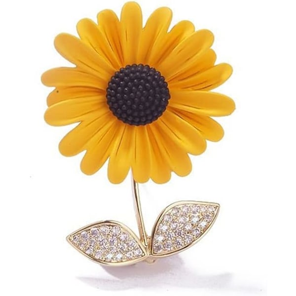 Solros emalj pin strass växt blomma brosch krage pin krage halsduk kläder accessoarer present smycken för kvinnor flickor