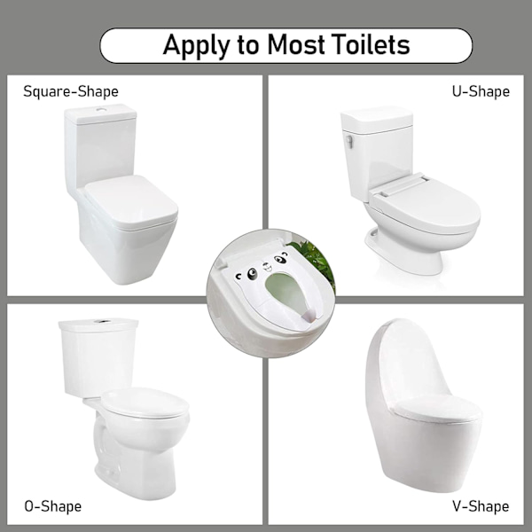 Rejse-Toilettræningssæde til Småbørn, Bærbar Toilettræningssæde til Børn, Foldbart Toilettræningssæde i ABS-Materiale med 8 Anti-Skrid Sikkerhedspuder og 1 Bærepose White Panda