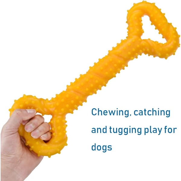 Hållbara hundtuggleksaker 13 tum benformad valptuggleksak med konvex design Stark dragleksak för aggressiva tuggare Medelstora och stora hundar Tandborstning Yellow