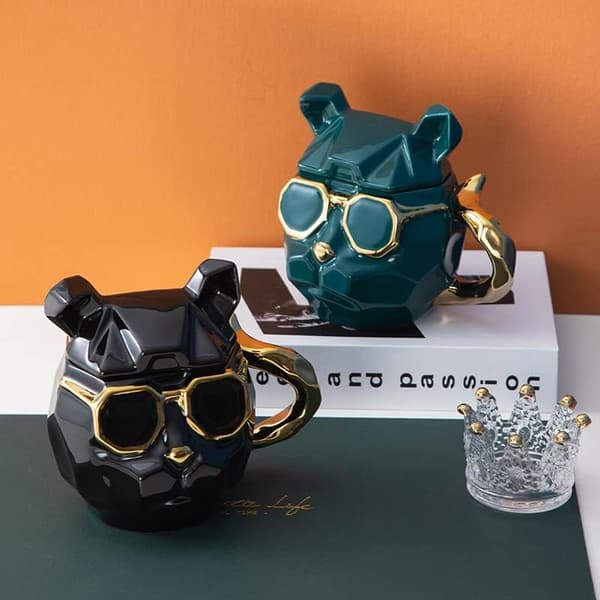 3D Cool Dog Keramikmugg Keramisk Kaffeemugg Dryckmugg Kaffeekopp Dryckmugg med lock 3D Djurmugg Presentmugg