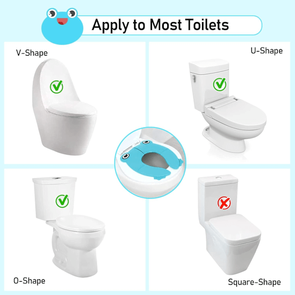 Foldbar Pottetræningssäde til børn, Foldbar Potte Toilet Sæde, Bærbar Rejse Potte Sæde til Småbørn med 6 Anti-Skrid Sikkerheds-Silikone Puder og 1 Bærepose Blue
