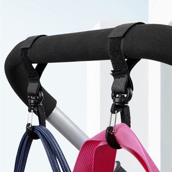 6 stk Buggy Clips Vogn Klips for Veske, Vogn Klips for Veske Barnevogn Klips Vogn Klips med Stropp for å Holde Mammavesker