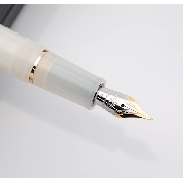 Celluloid Fyrfjerpen Akryl Blækpen med Blæk Konverter (Fin Nib, Guld Klips - Transparent Hvid)