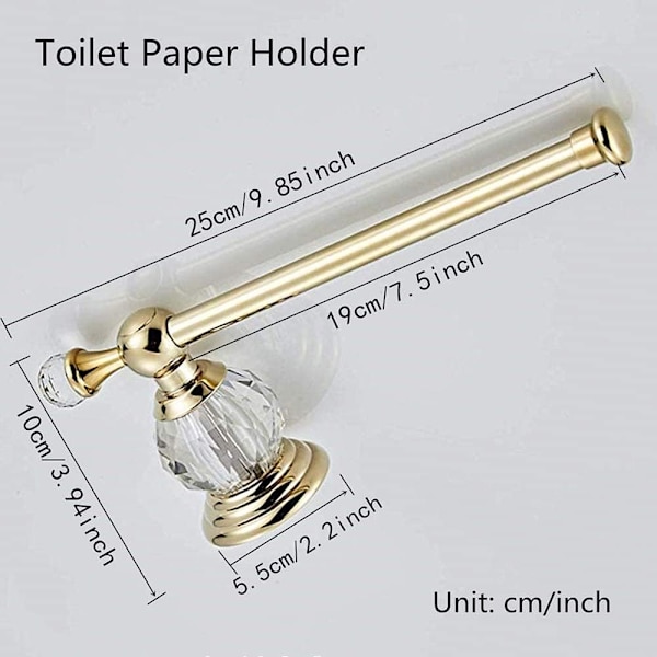 Poleret Guld Toiletpapirholder, Krystal Toilet Rulleholder Badeværelsestilbehør Moderne Zink Legering Vævsophæng Væghængt