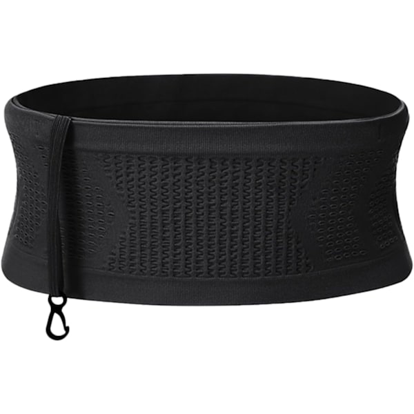 Slim Fit Löparbälte med 4 Säkra Stora Fack, Fukttransporterande Workout Fanny Pack, Midjeväska för Löpare, Fitness, Träning och Gymträning XL Black