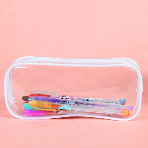 Klar Blyantspung, Eksamen Blyantsæske, Vandafvisende PVC Lynlås Kosmetik Opbevaringspung, Rejse Bagage Makeup Kosmetikpung White
