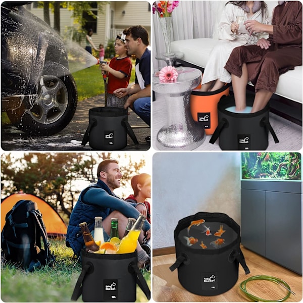 Foldbar Spand - Foldbar Camping Opbevaringsbeholder Sammenklappelig Spand 12L Bærbar Let Spand til Camping Rejser Fiskeri Sejlads og Havearbejde 12l Orange